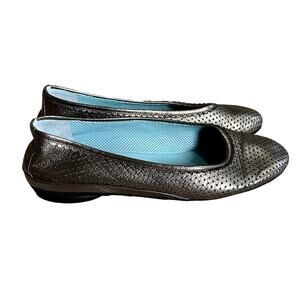 Thierry Rabotin Genie 7445 Silver Perforated Suede Leather Ballet Flat 8 $450
